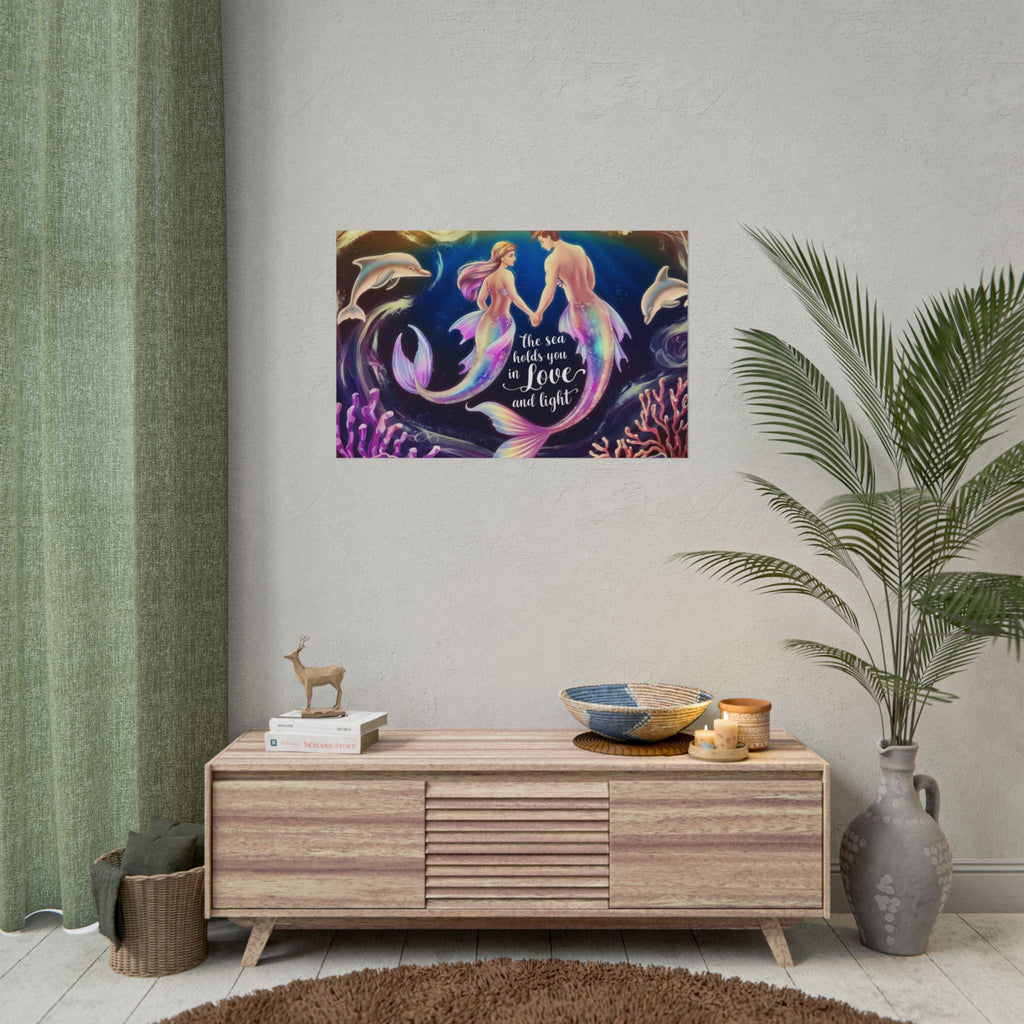 Mermaid Lovers Rolled Poster - Sea Holds You in Love and Light