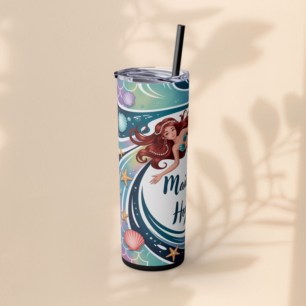 Mermaid Maid of Honor Tumbler, Personalized Gift, Bridal Party Favor, Wedding, Beach Themed Drinkware, 20oz Skinny Cup