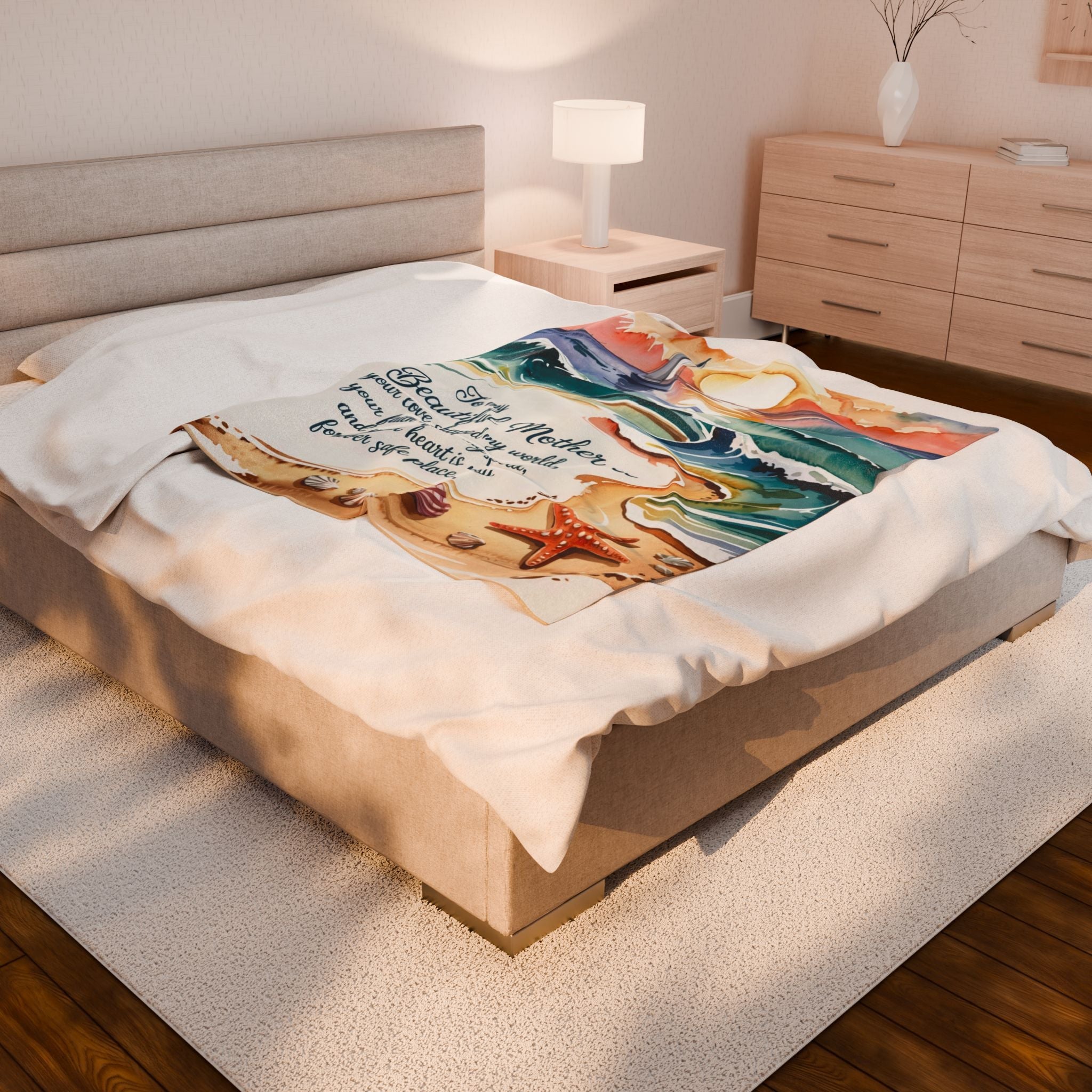 Beautiful Mother -  Velveteen Plush Blanket for Moms - Perfect Gift for Mother's Day