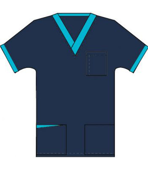 Poplin Top v neck 3 pocket half sleeve unisex with 1 pencil pocket at front pocket contrast at pocket style