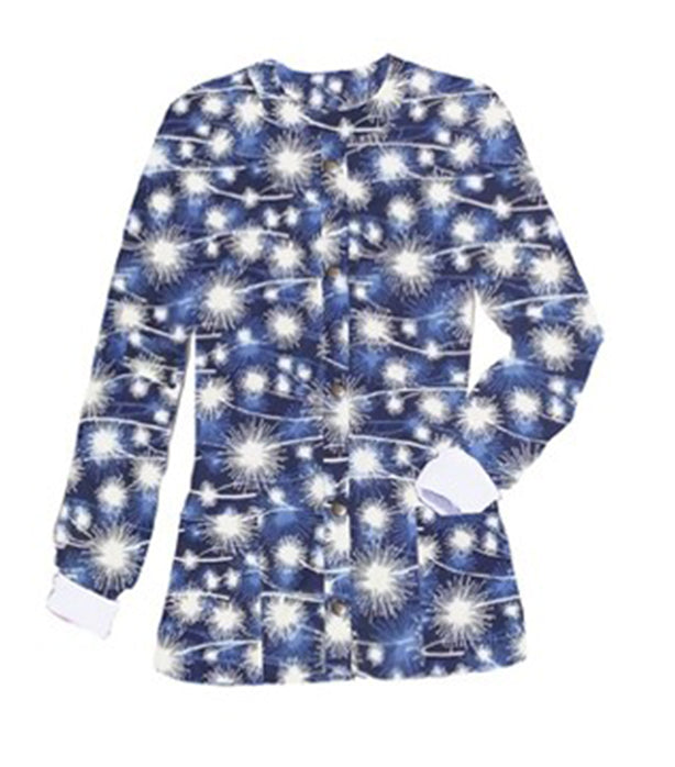 Poplin Unisex Scrub Jacket with Blue fire work - 2 Pockets, Full Sleeves with Rib