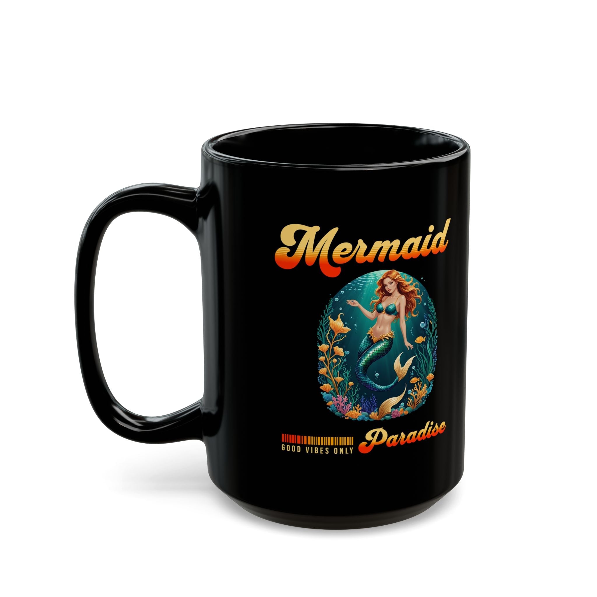 Mermaid Paradise Black Mug – Ocean Lover Coffee Cup