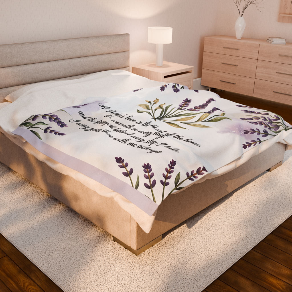 Lavender Floral Plush Blanket – "A Mother’s Love"