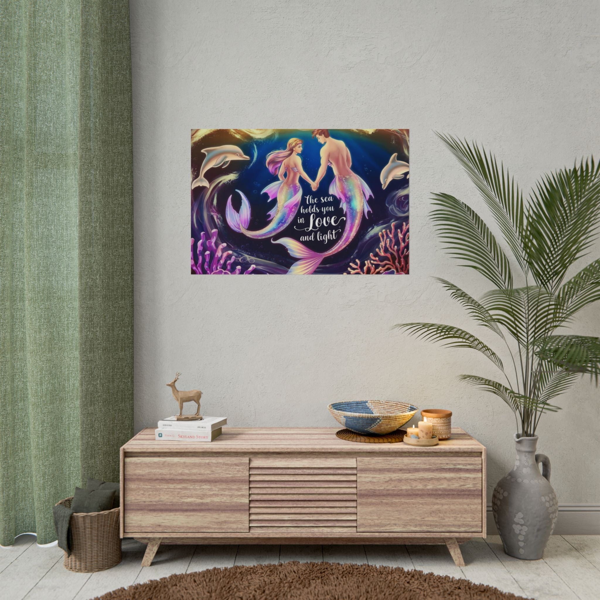 Mermaid Lovers Rolled Poster - Sea Holds You in Love and Light