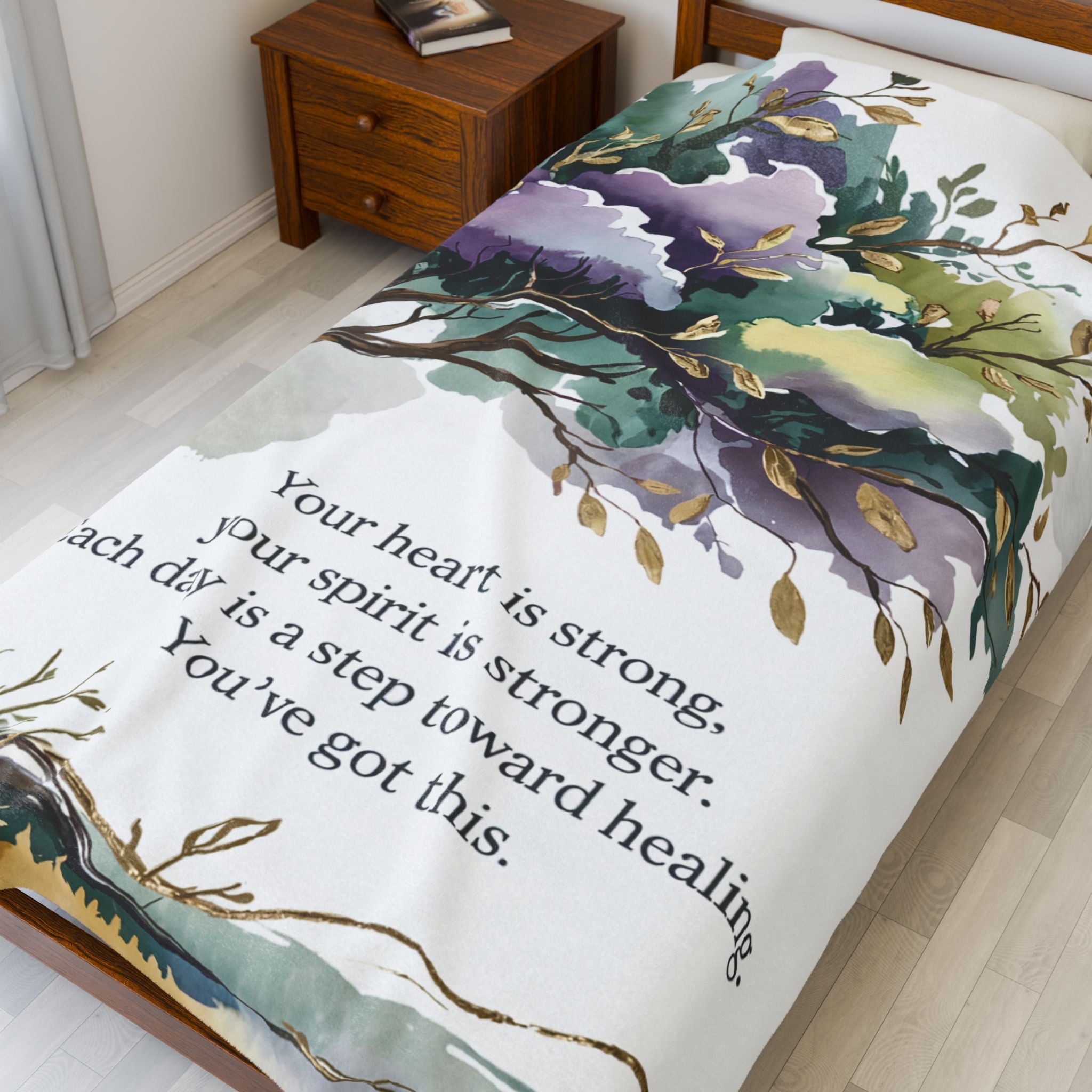 Inspirational Healing Velveteen Plush Blanket - Comforting Throw