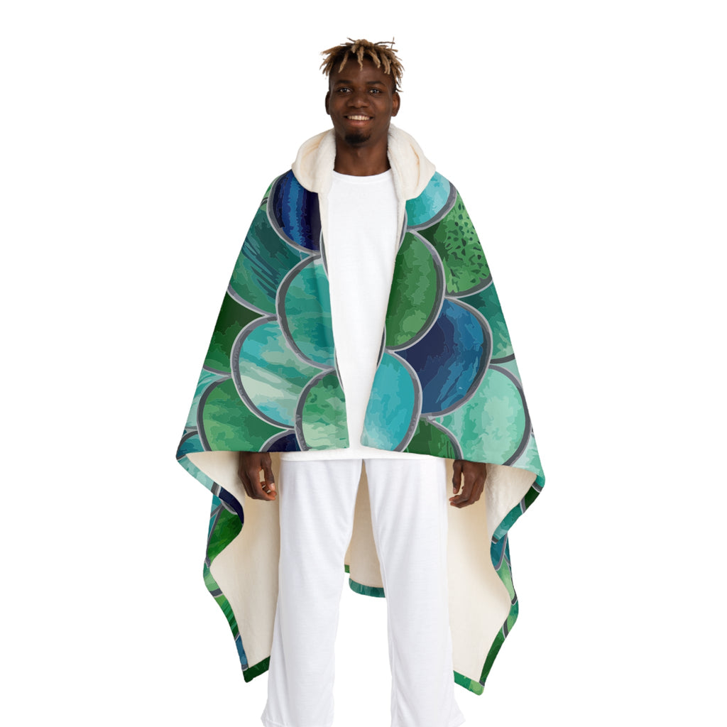 Hooded Sherpa Fleece Blanket - Mermaid Scales