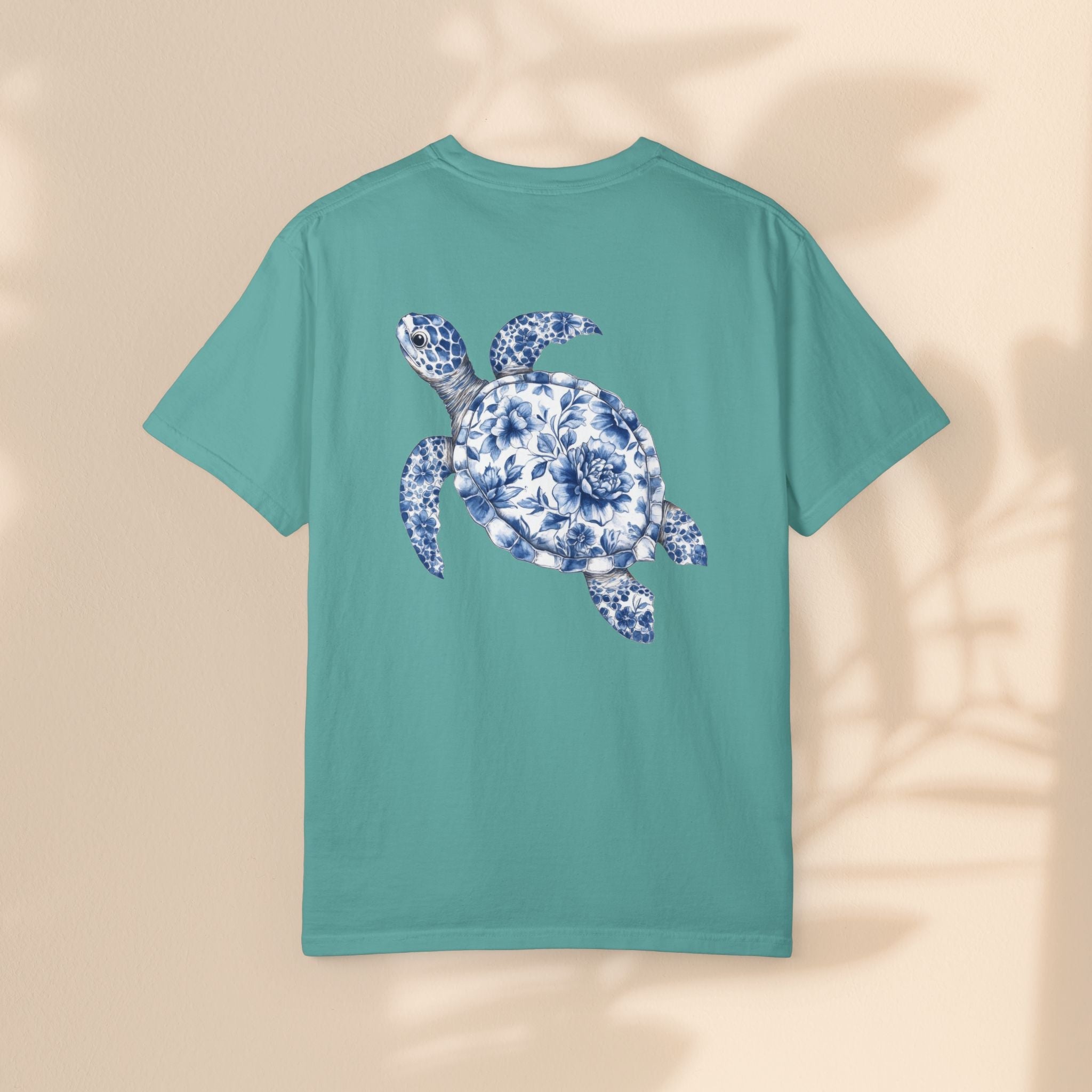 Blue Toile Turtle Unisex T-Shirt - Eco-Friendly Summer Style