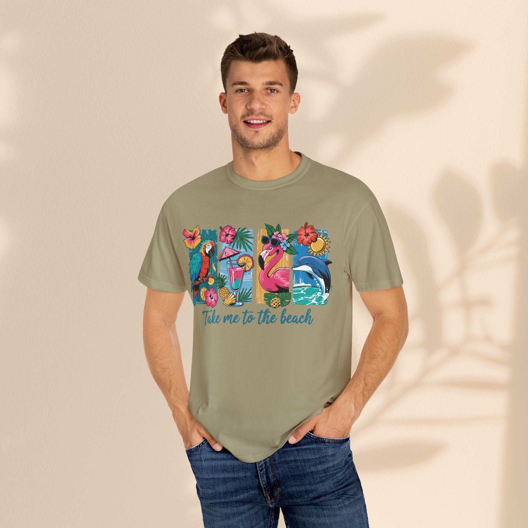 Brush Stroke art - Take Me to the Beach Unisex Garment-Dyed T-Shirt
