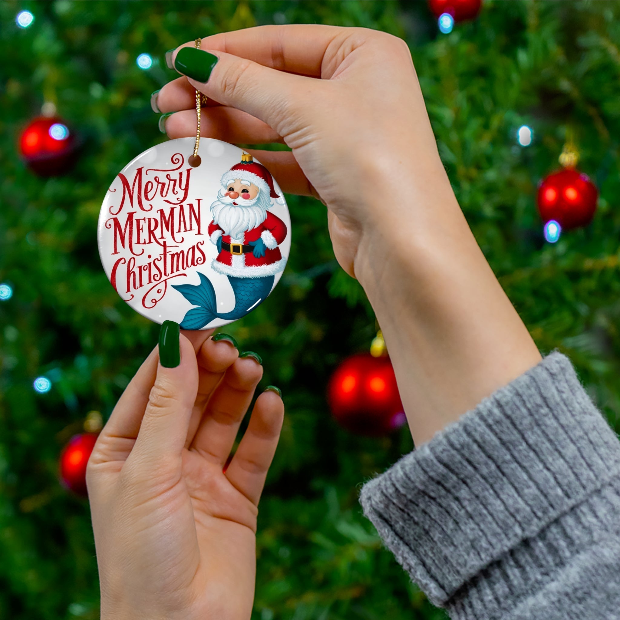 Ceramic Ornament - Merry Merman Christmas