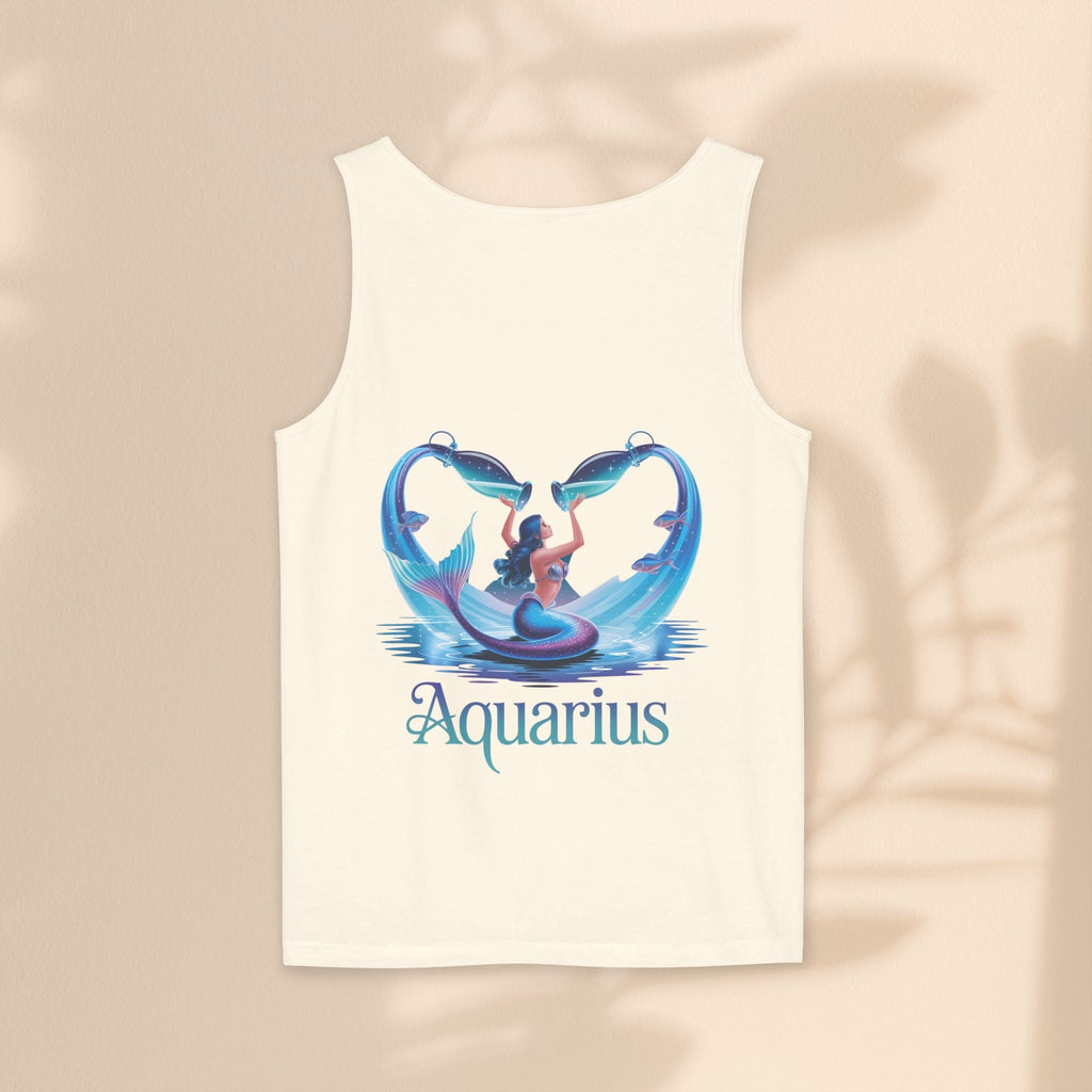 Aquarius Unisex Garment-Dyed Tank Top, Zodiac Apparel, Astrology Gift, Summer Outfit, Festival Wear, Birthday Gift