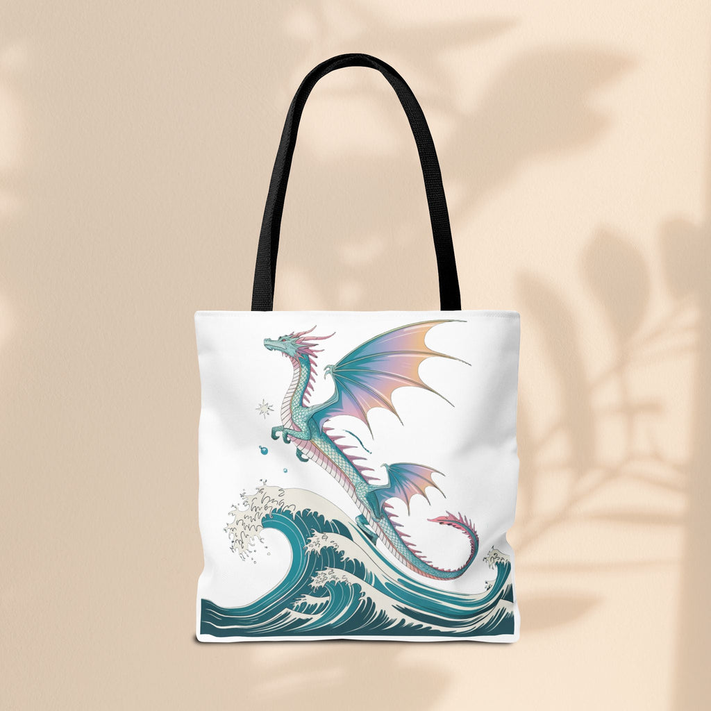 Dragons and Waves Tote Bag, Dragon Lovers Gift