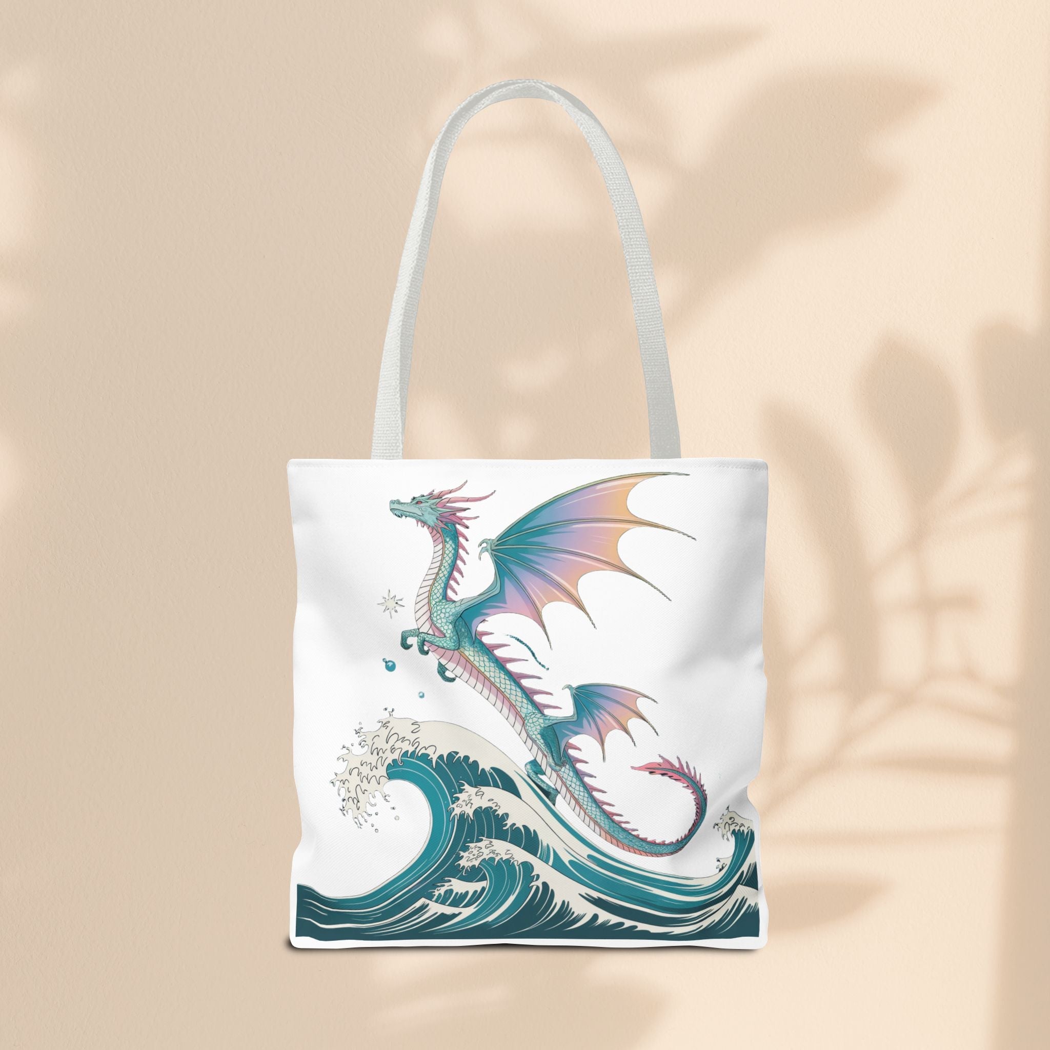 Dragons and Waves Tote Bag, Dragon Lovers Gift