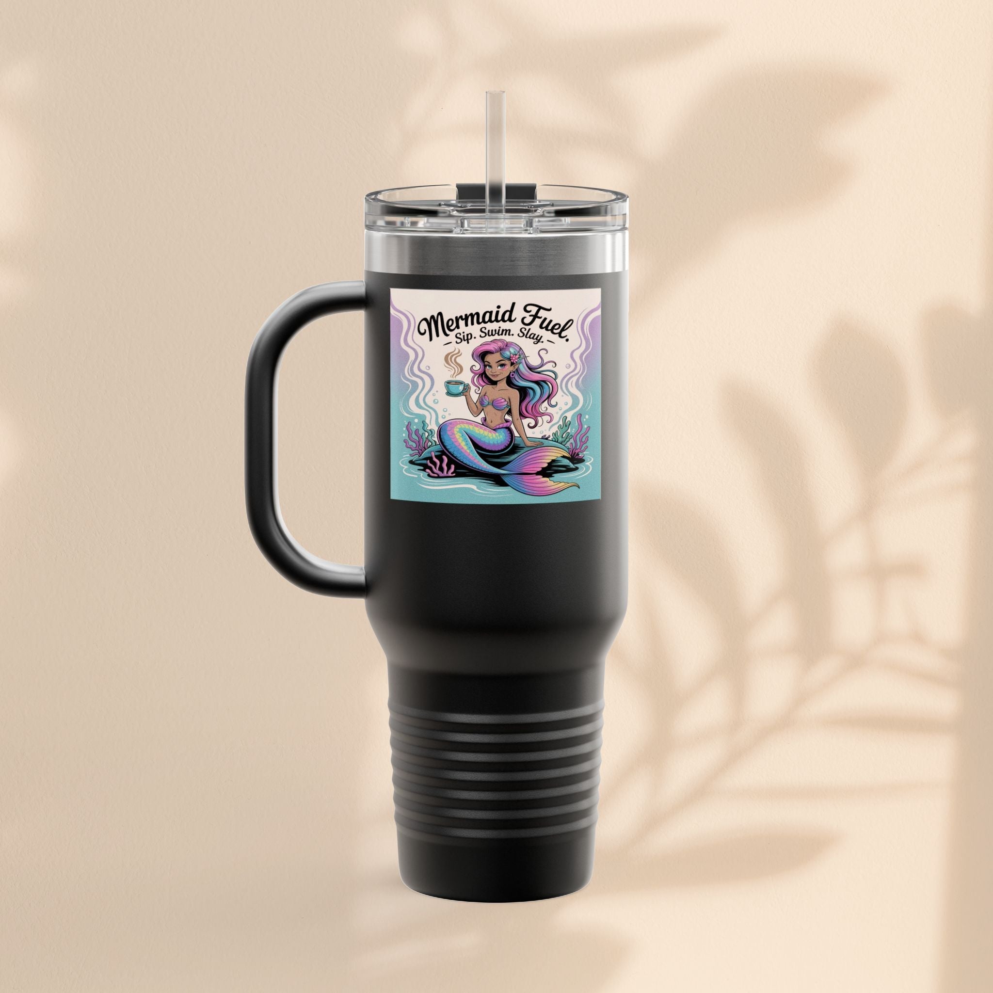 Magical Mermaid Fuel Insulated Travel Mug | 40oz Fantasy Drinkware for Beach Lovers, Gifts for Her
