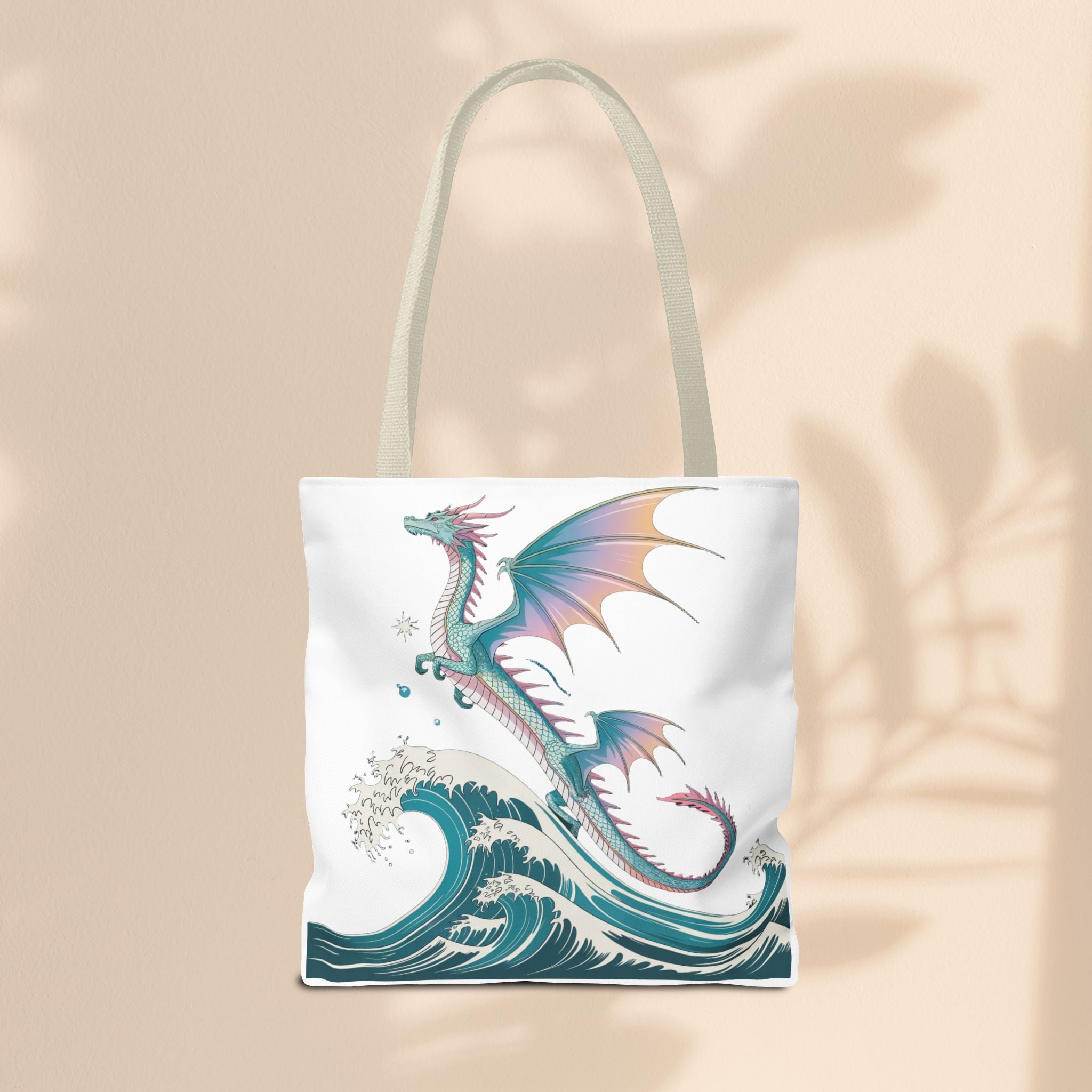 Dragons and Waves Tote Bag, Dragon Lovers Gift
