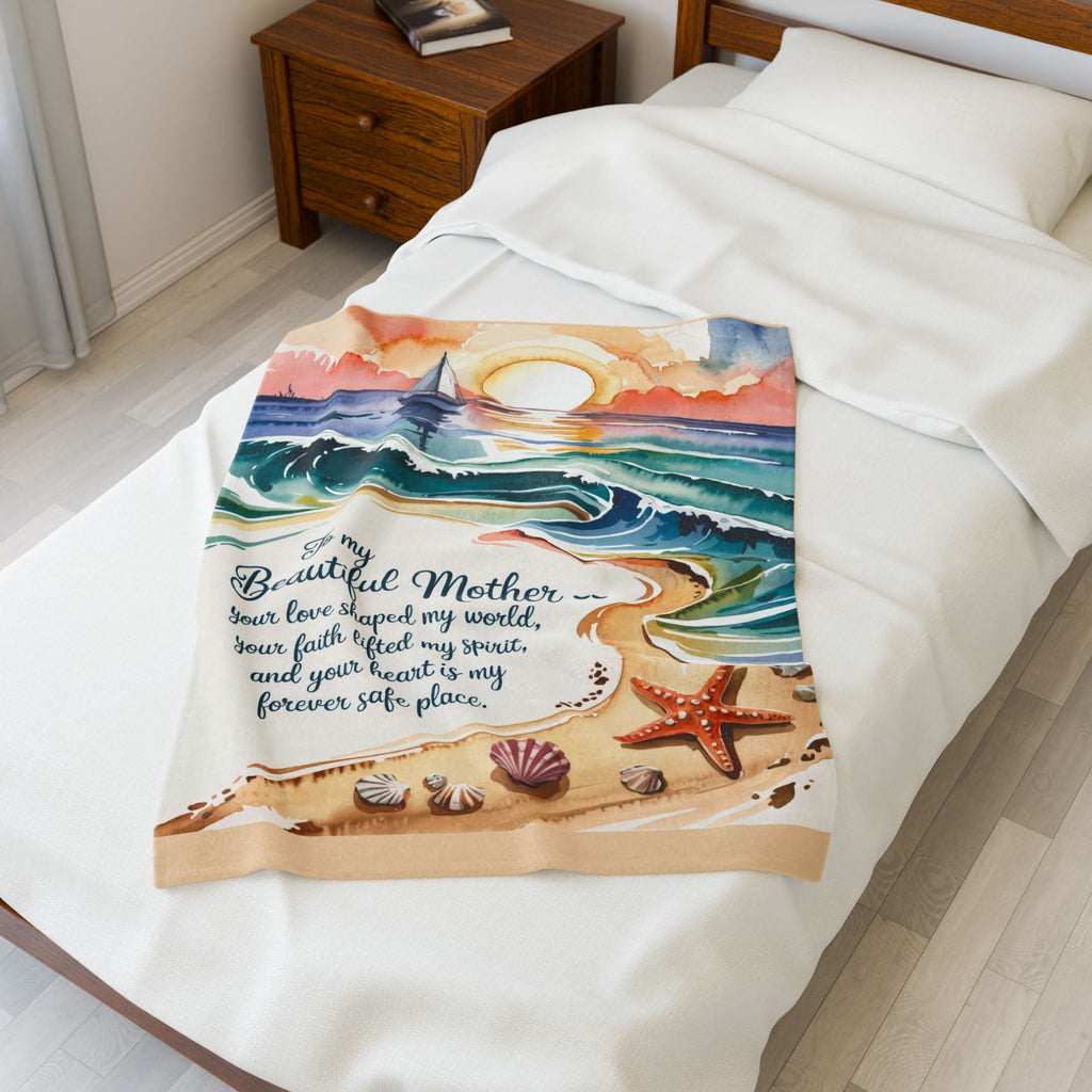 Beautiful Mother -  Velveteen Plush Blanket for Moms - Perfect Gift for Mother's Day