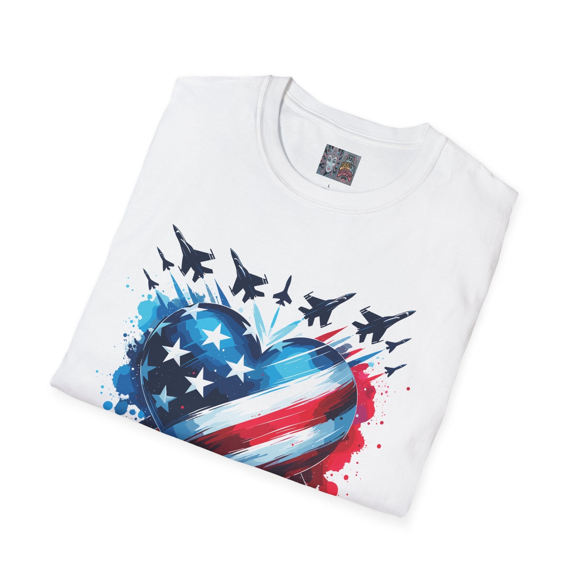 Patriotic Heart Unisex Softstyle T-Shirt - Perfect for Independence Day