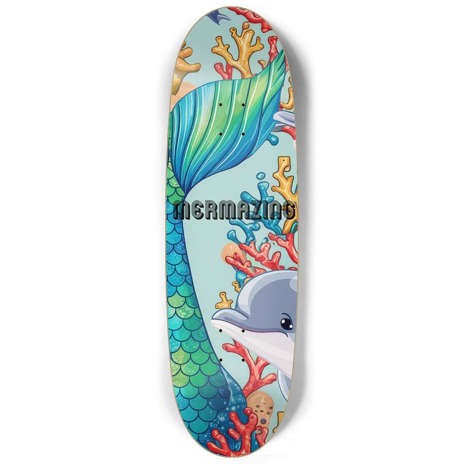 Mermaid Dolphin Fun Skateboard – Ocean Art Deck