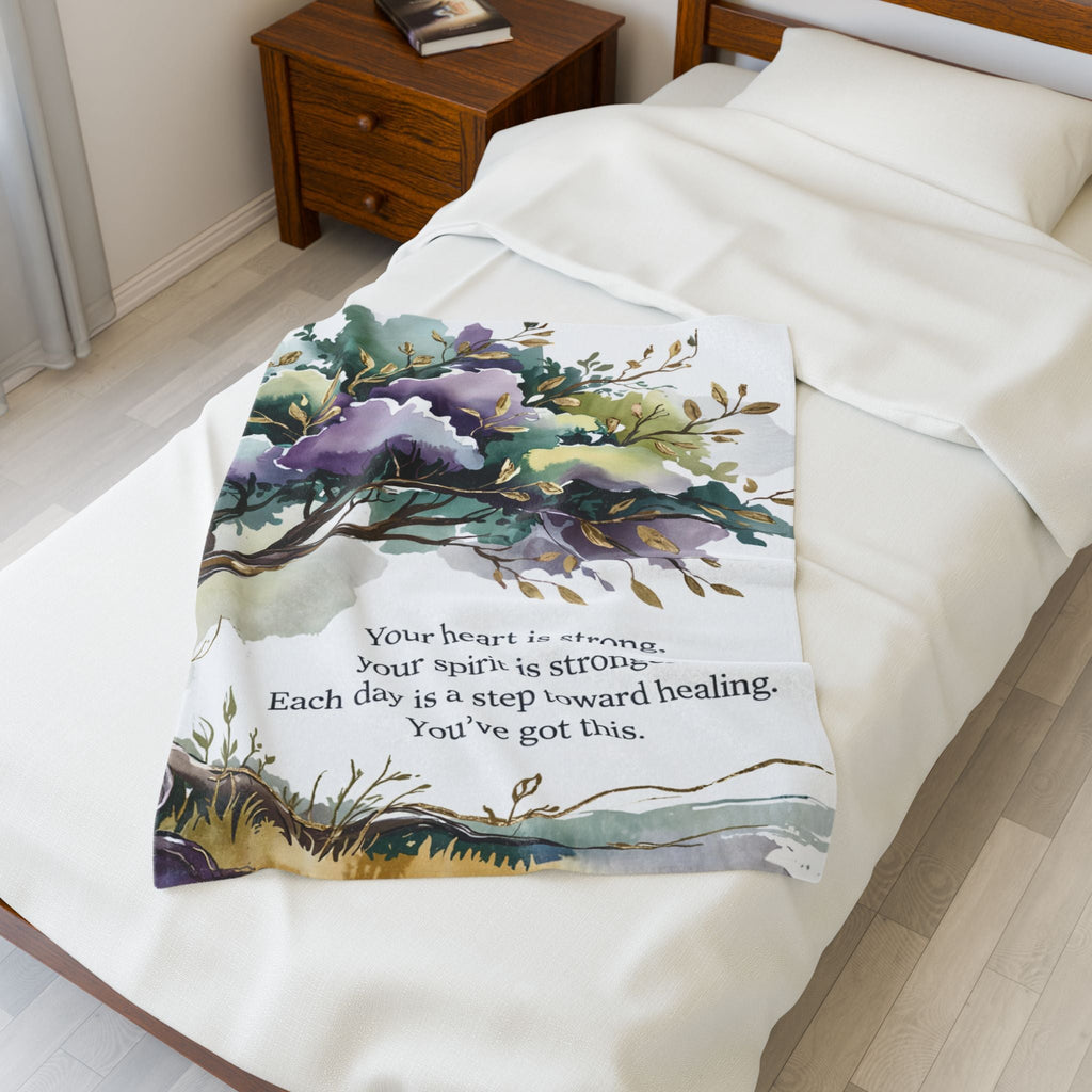 Inspirational Healing Velveteen Plush Blanket - Comforting Throw