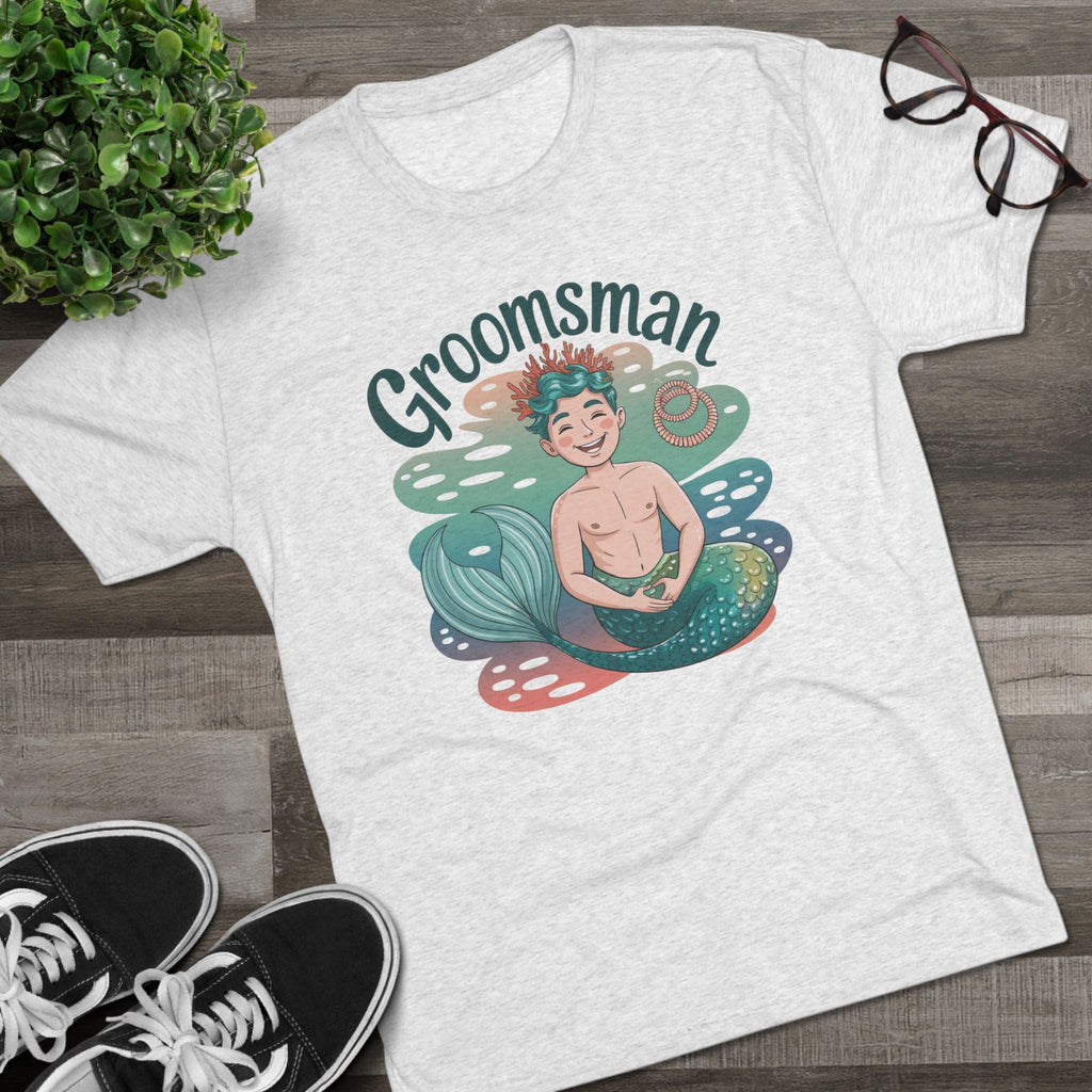 Merman Groomsman Tee, Fun Wedding Shirt, Unisex Crew Neck, Bachelorette Party Gift, Nautical Theme Apparel