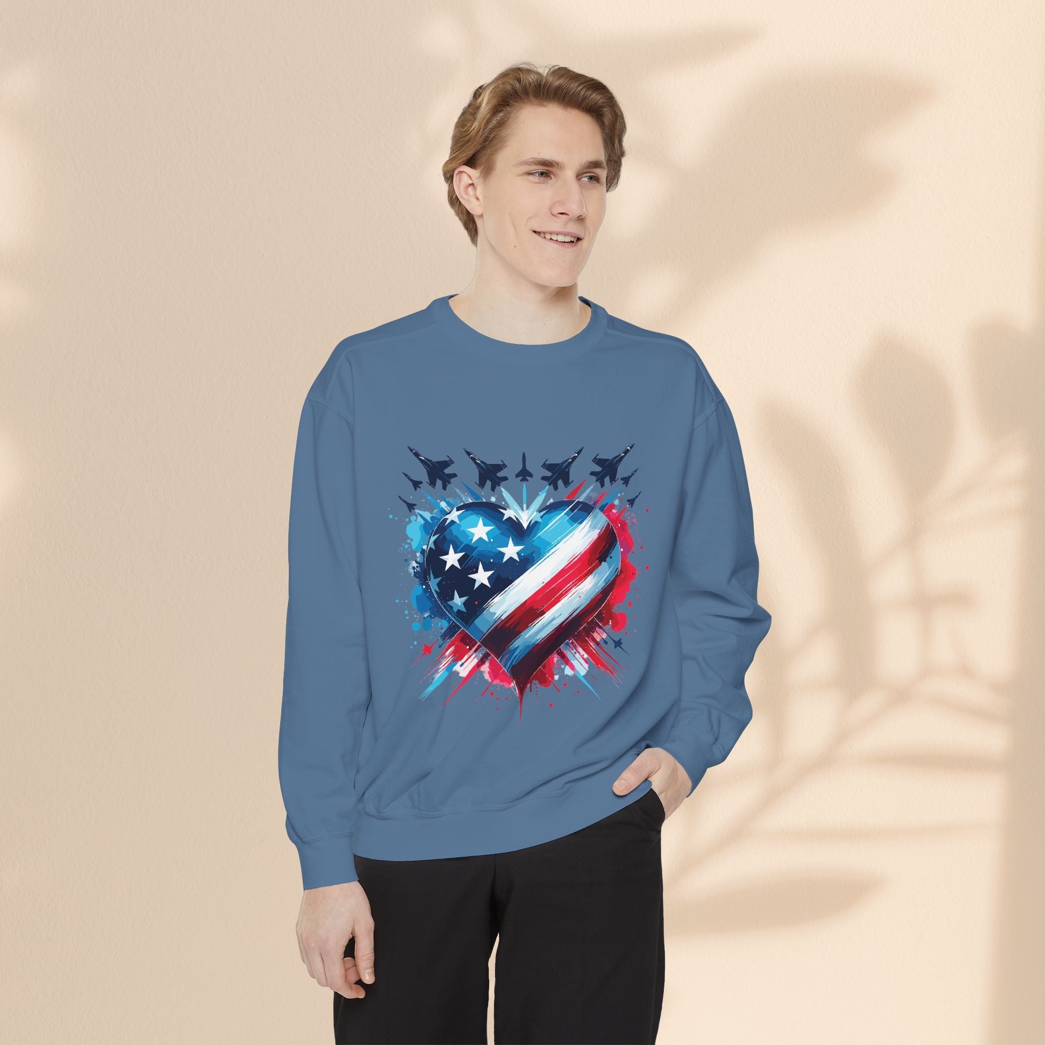 Patriotic Heart Sweatshirt, USA Pride Apparel, Unisex Fashion