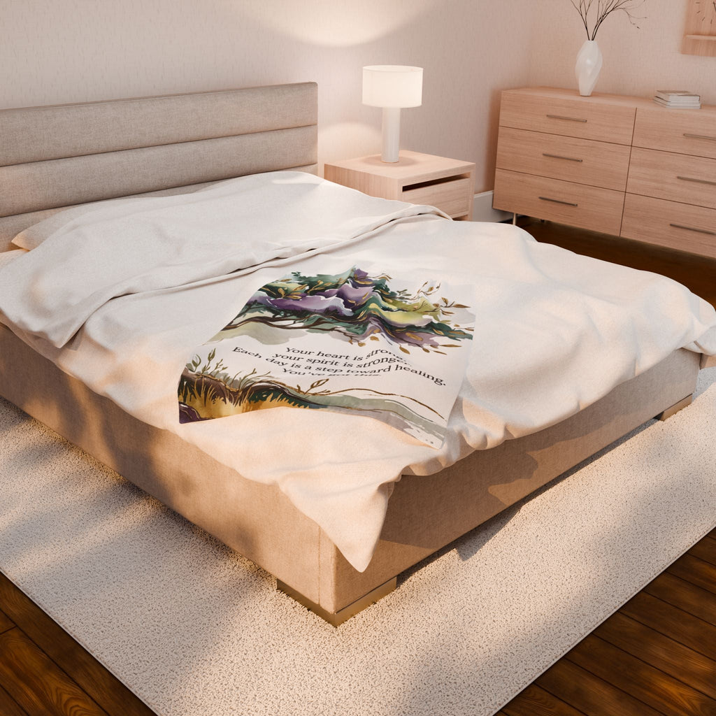 Inspirational Healing Velveteen Plush Blanket - Comforting Throw