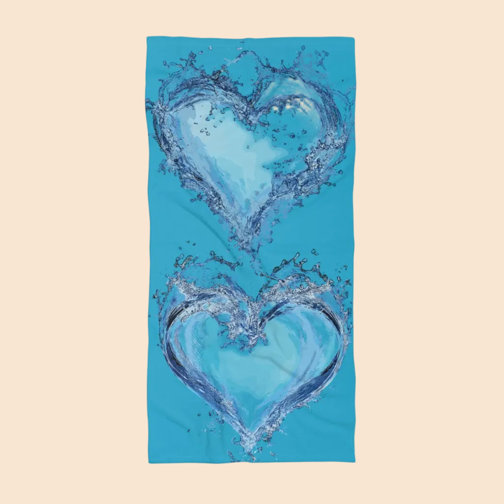 Heart Waves Beach Towel