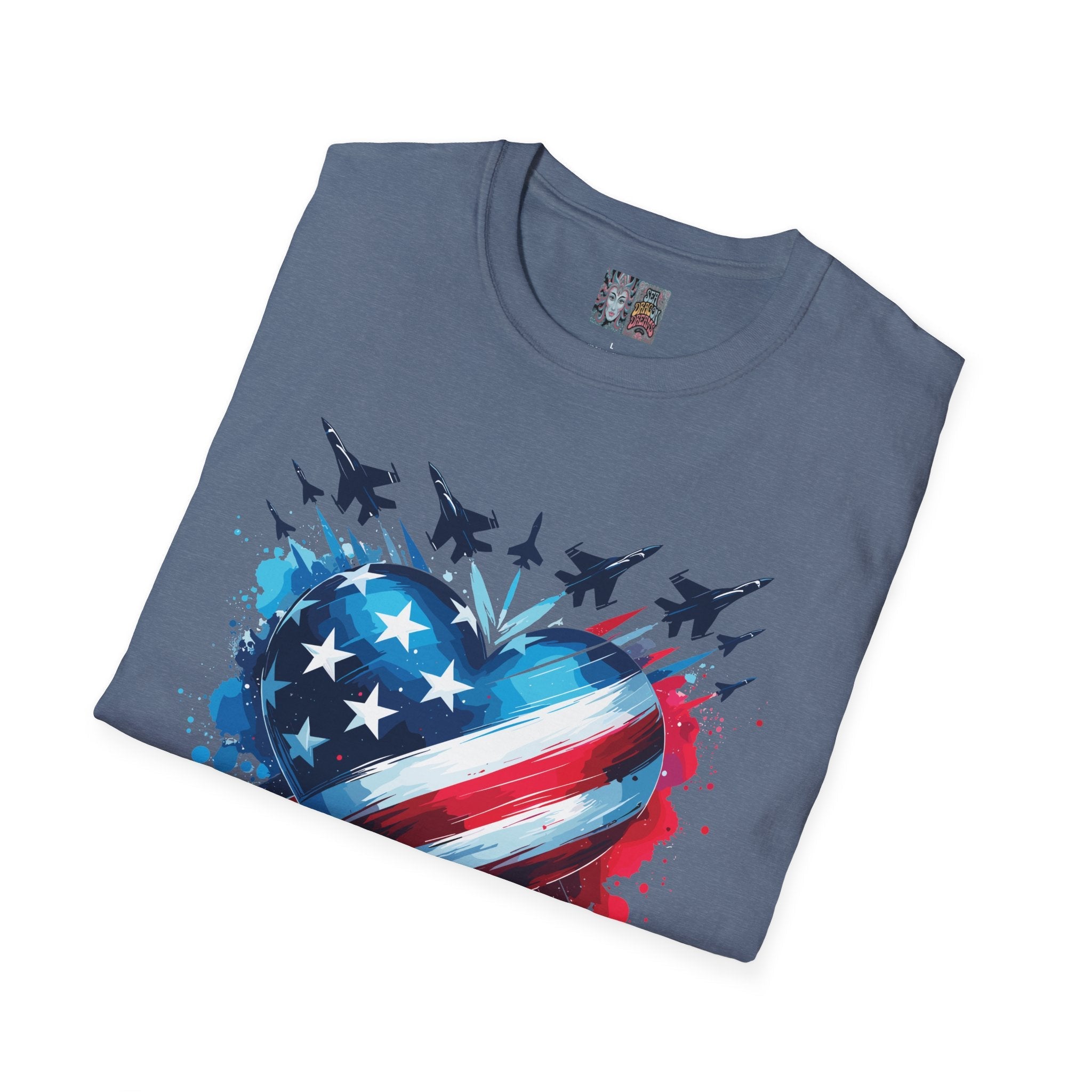 Patriotic Heart Unisex Softstyle T-Shirt - Perfect for Independence Day