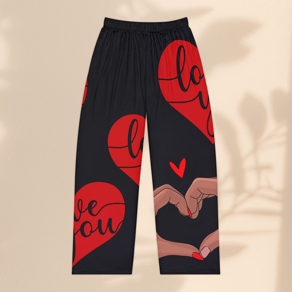 Love You Women’s Pajama Pants – Cozy Heart Print Sleepwear or Loungewear