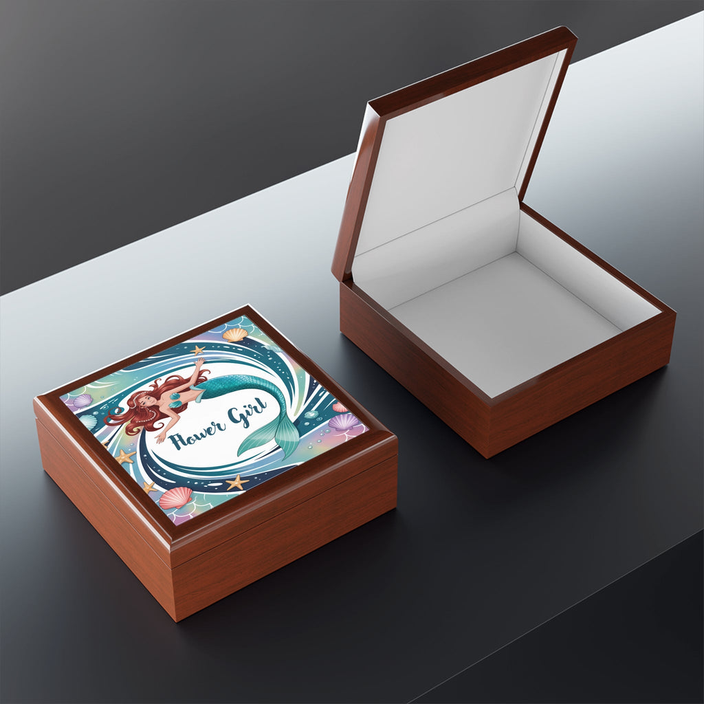 Mermaid Jewelry Box - Flower Girl Gift, Wedding Keepsake, Personalized Trinket Storage, Coastal Decor