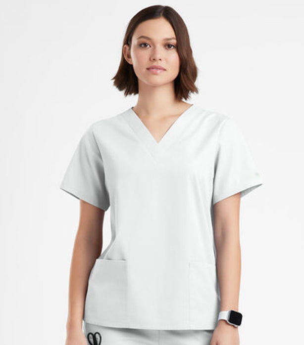 Stretch Women's V-Neck Scrub Top - 2 Pockets, Half Sleeve