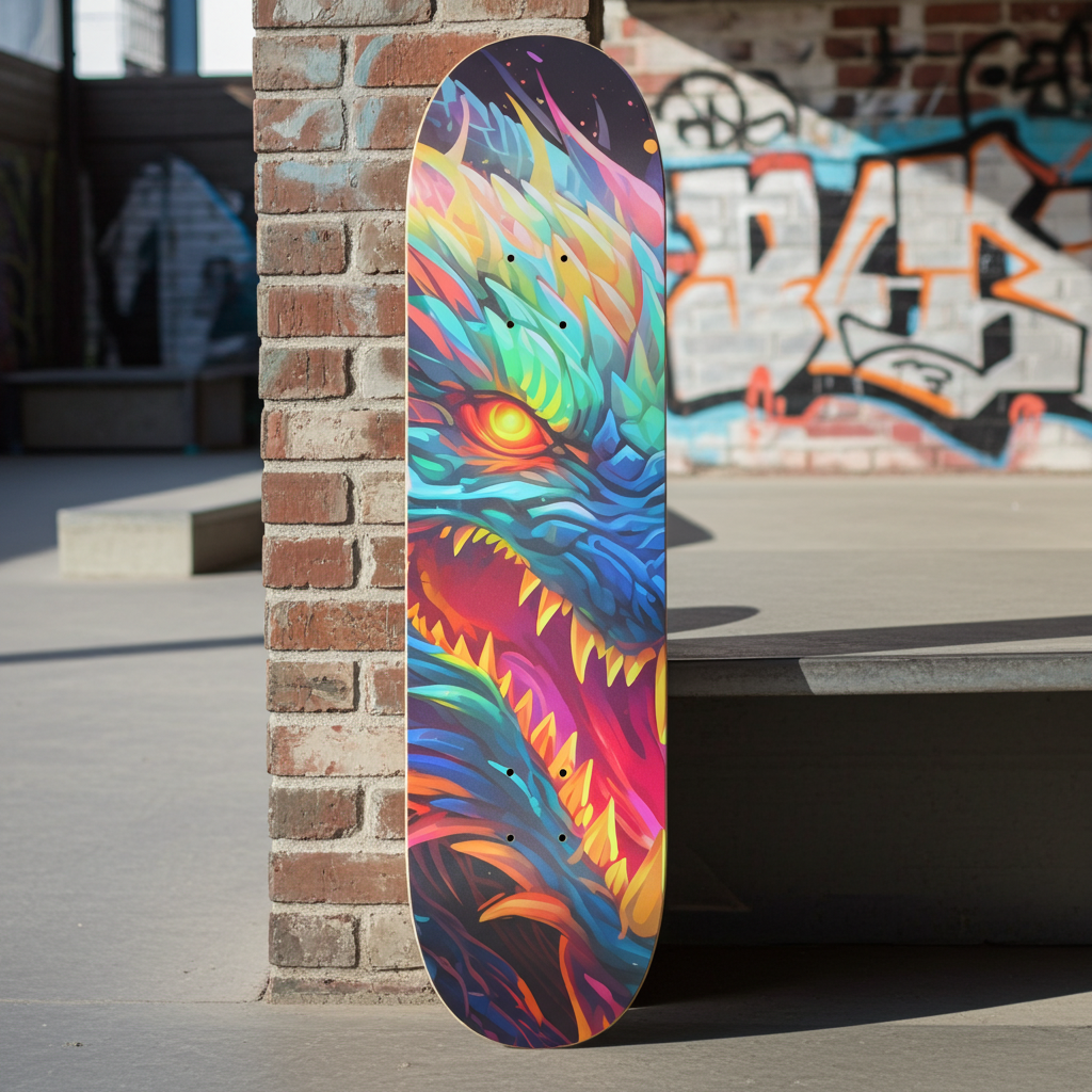 Custom Skateboard - Neon Fierce Dragon