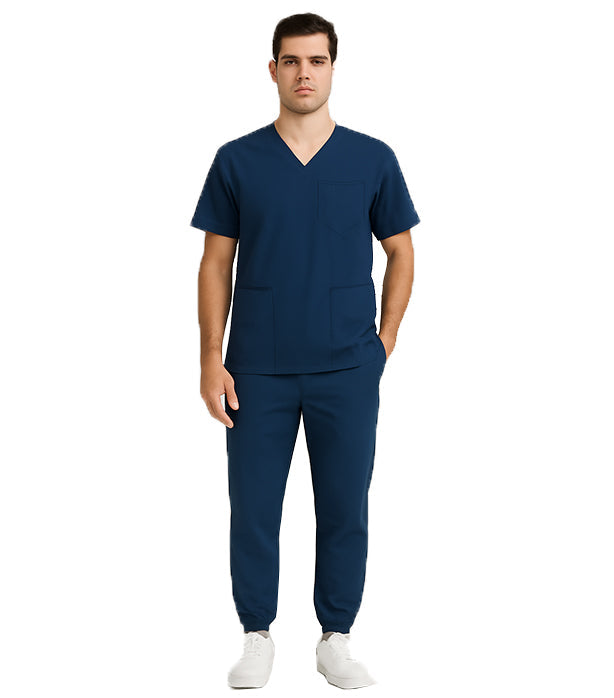Microfiber Unisex Scrub Set - 6 Pockets, Half Sleeves (3-Pocket Top & 3-Pocket Pant)