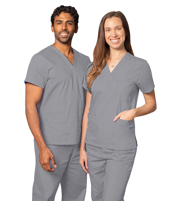 Microfiber Stretch Scrub set 6 pocket solid unisex with 1 pencil pocket half sleeve (3 pocket top with 1 pencil pocket 3 pocket pant)