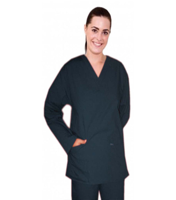 Microfiber Stretch Scrub set 4 pocket solid ladies full sleeve (2 pocket top and 2 pocket pant)
