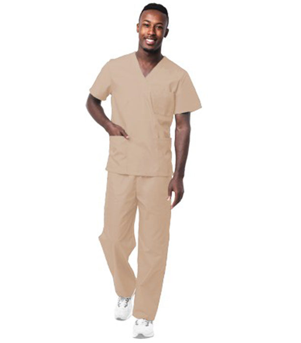 Microfiber Stretch Scrub set 4 pocket solid unisex half sleeve (3 pocket top with normal 1 pocket pant)