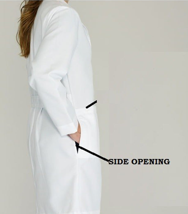 Twill labcoat unisex full sleeve with plastic buttons 3 pocket solid pleated