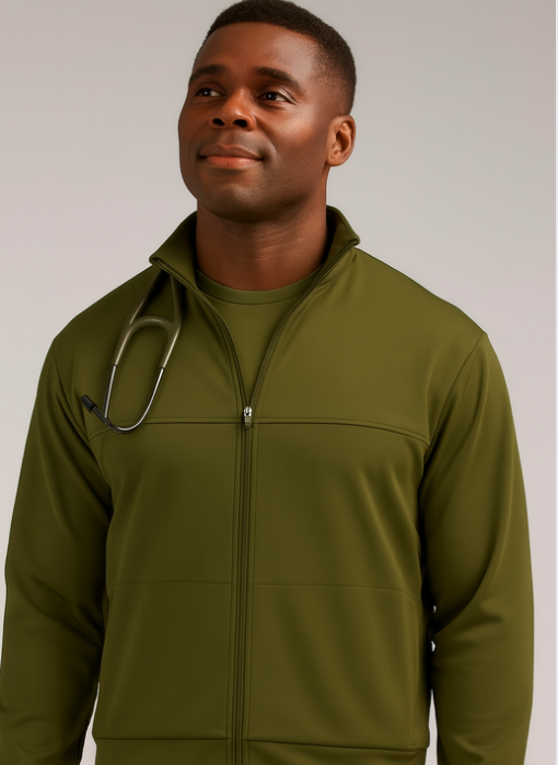 Polyester Mesh Moisture Wicking & Odor Protection Fabric Med-Athletica 3 Piece Unisex Scrub set - 6 pockets (2 pocket Jacket 4 pocket cargo jogger pant)