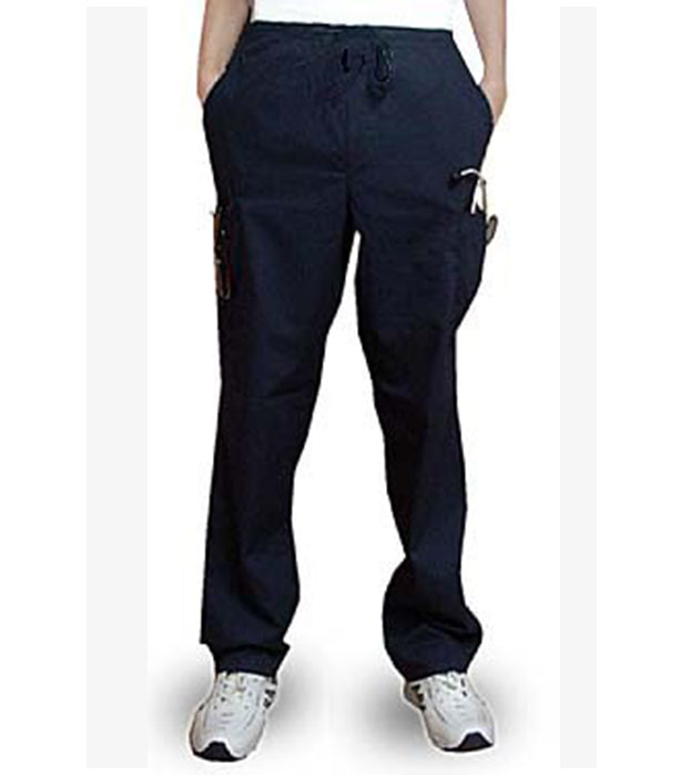 Poplin Unisex Below Elastic Scrub Pant - 6 Pockets (2 Side, 2 Cargo, 1 Back, 1 Cell Phone Pocket)