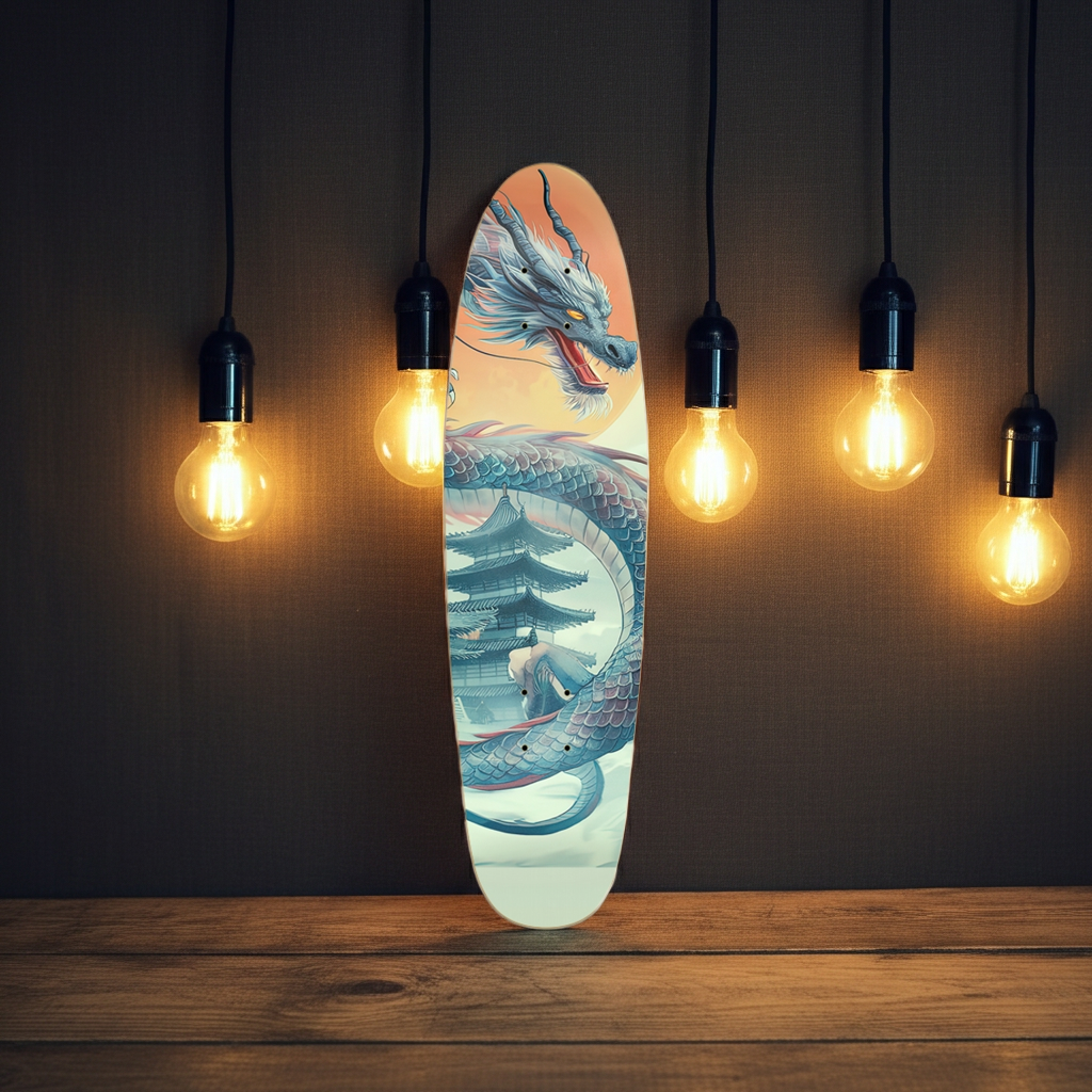 Japanese Guardian Dragon Custom Skateboard – Fantasy Art Deck