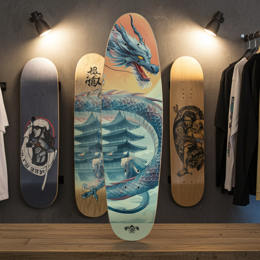 Japanese Guardian Dragon Custom Skateboard – Fantasy Art Deck