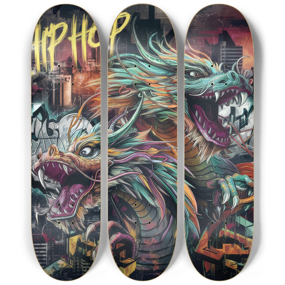 3 Skateboard Series Art - Hip Hop Dragon