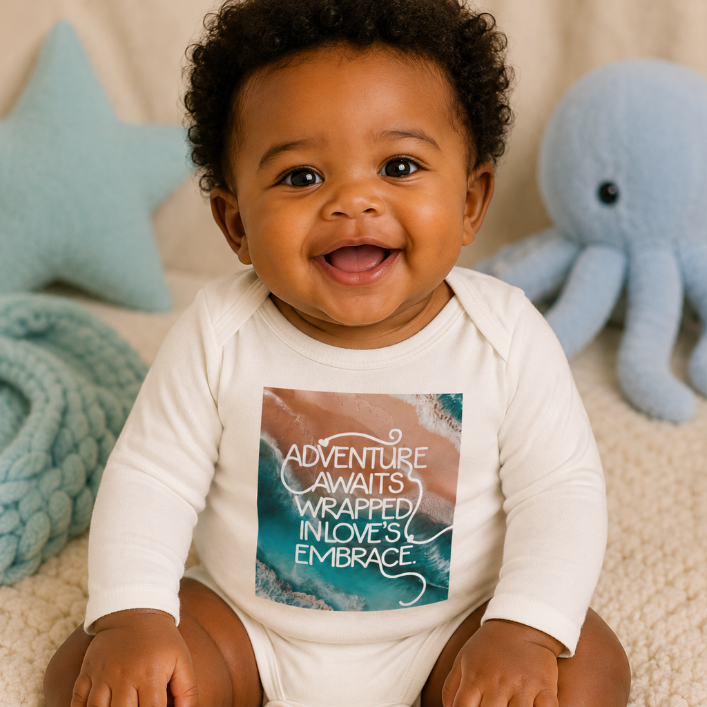 Adventure Awaits Organic Baby Bodysuit | Long Sleeve Baby Outfit