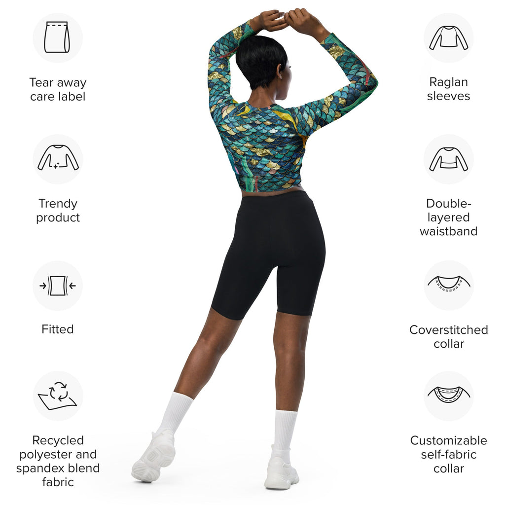 Mermaid Scales Recycled long-sleeve crop top