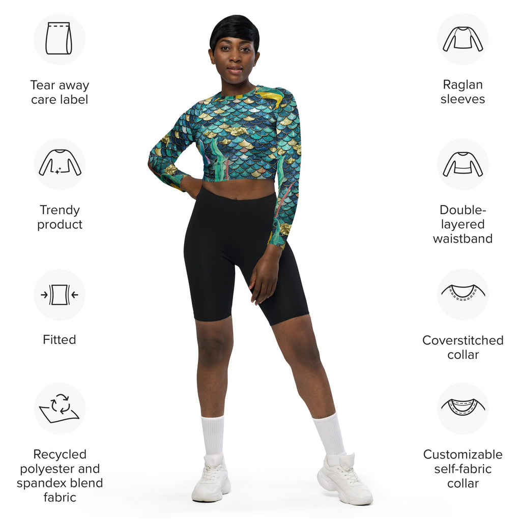 Mermaid Scales Recycled long-sleeve crop top
