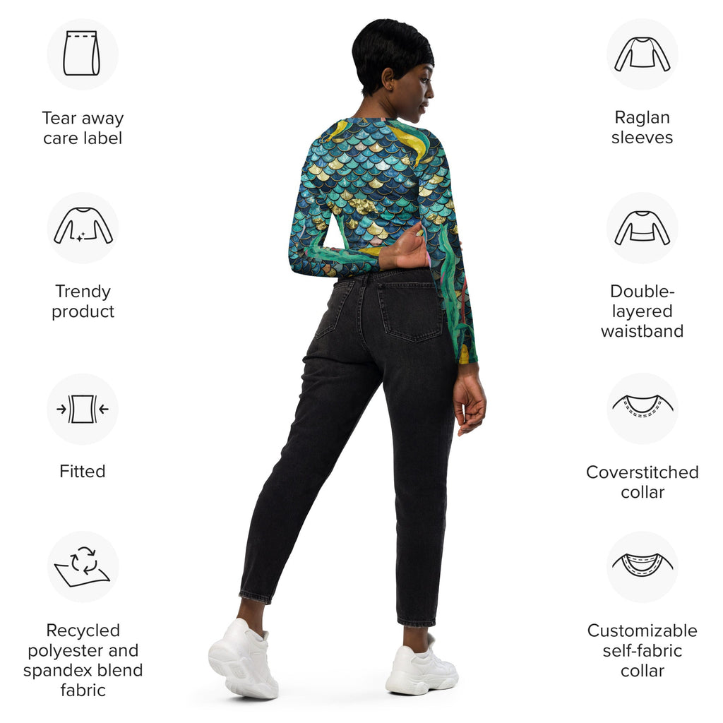 Mermaid Scales Recycled long-sleeve crop top