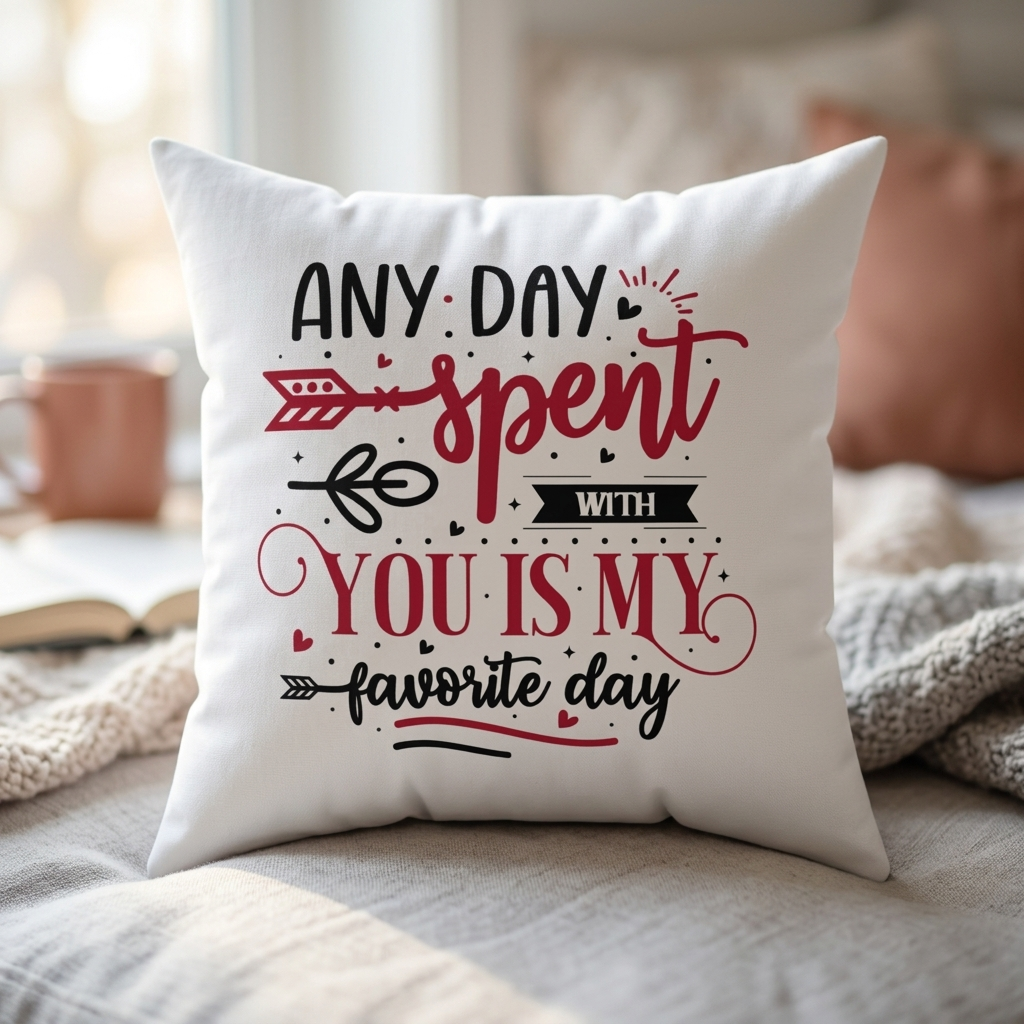 Any Day Spent With You Pillow – Romantic Gift Cushion