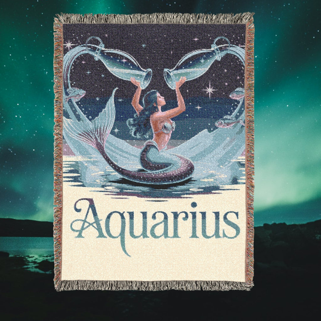 Aquarius Woven Blanket – Cozy Zodiac Throw, Astrology Home Décor
