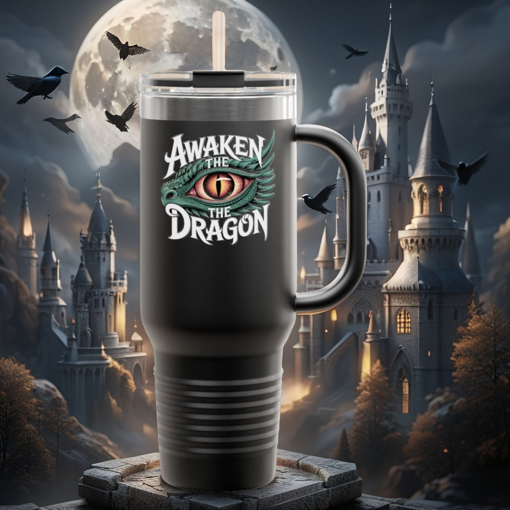 Dragon Insulated Travel Mug | 40oz | Awaken The Dragon | Perfect for Coffee Lovers, Eco-Friendly Designs