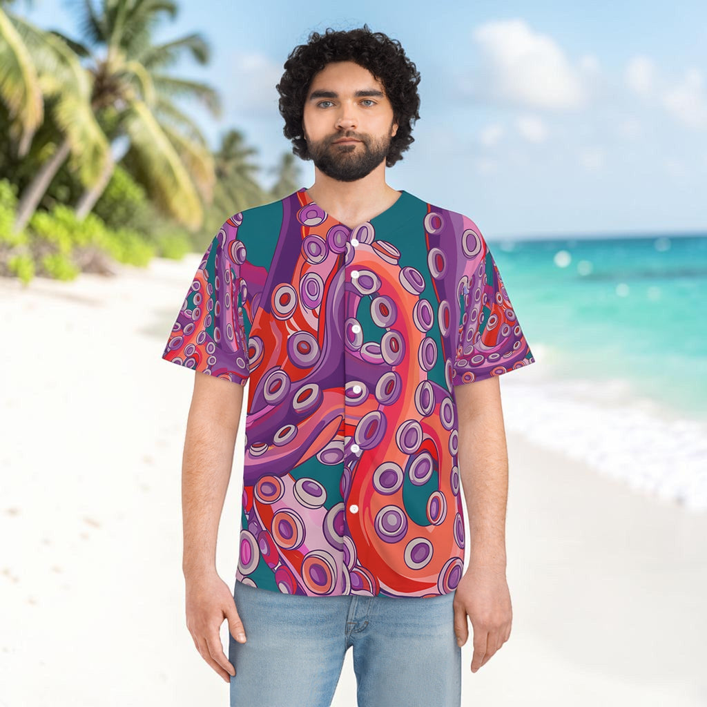 Men's Baseball Jersey - Color Me Octopus