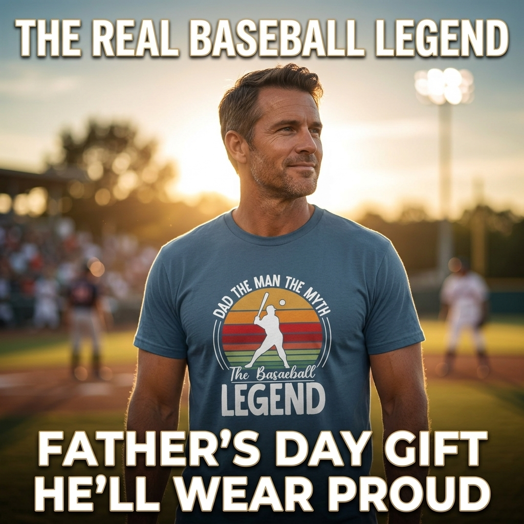 Dad The Man The Myth Baseball Legend T-Shirt – Funny Gift Tee